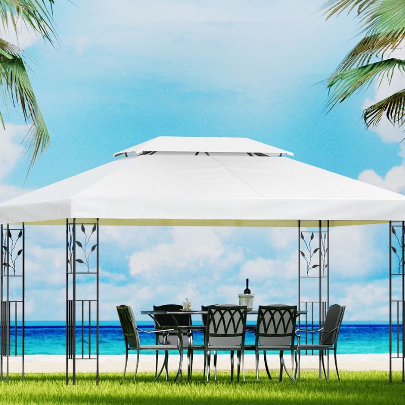 Gazebo Outdoor Marquee Event Tent 4x3m Iron Art Shade White